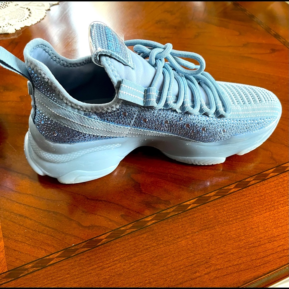 Steve Madden Women's Maxima Rhinestone-Trim Trainer Sneakers, blue
